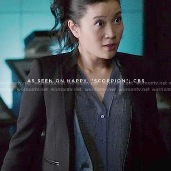 VINCE Silk Crocodile Embossed Blouse Long Tab Sleeve Grey Gray Top Button Down S - Picture 6 of 16